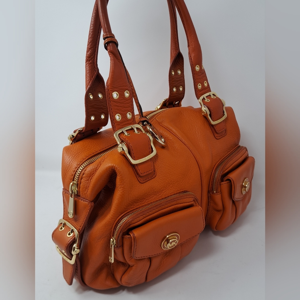 Michael Kors Women's Purse Handbag Bag Burnt Orange Leather Gold Hardware - Picture 11 of 16